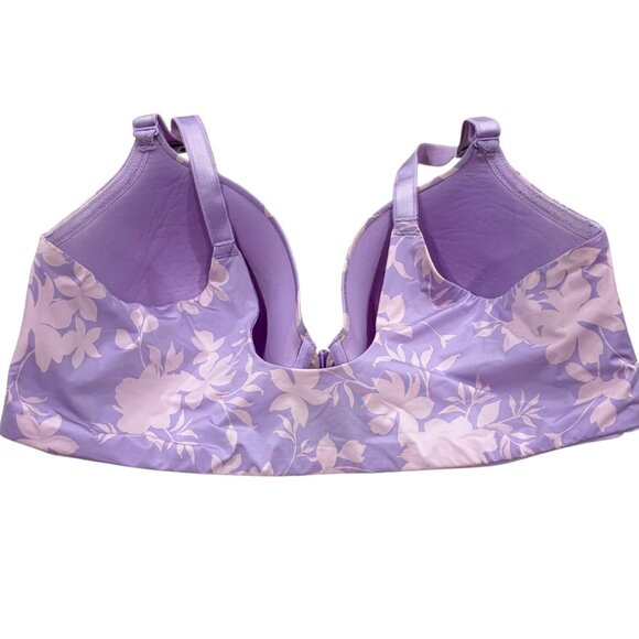 Torrid Curve 360 Back Smoothing Lightly Lined T-Shirt Bra 42DD Floral Lavender P - Picture 2 of 6